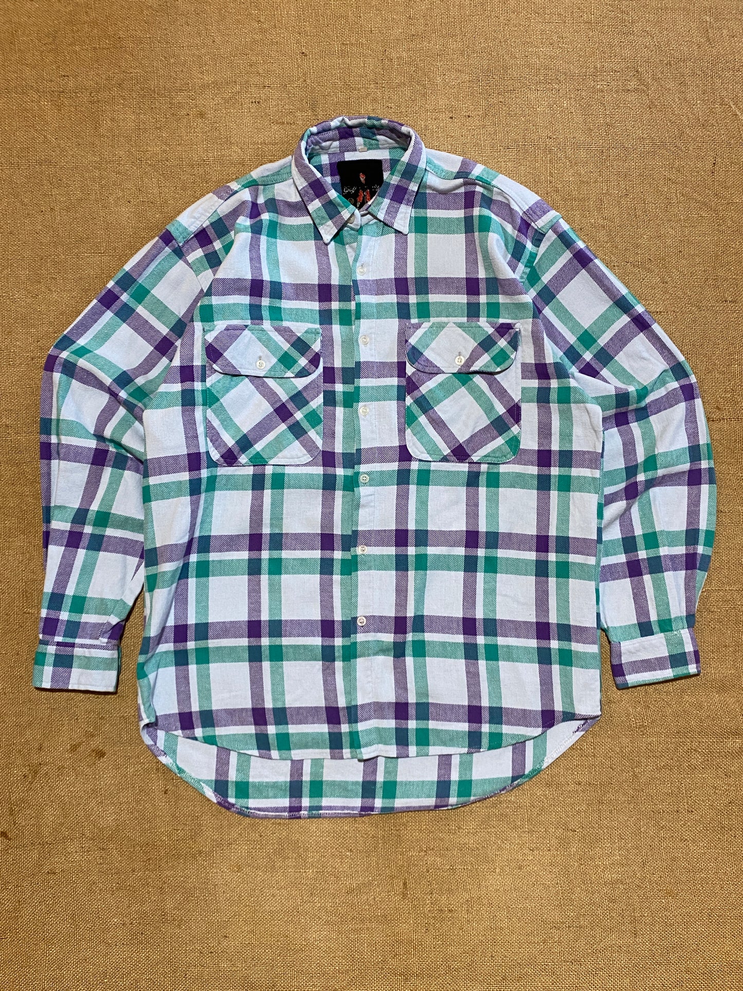 Vintage purple and green Golf plaid shirt (XL)