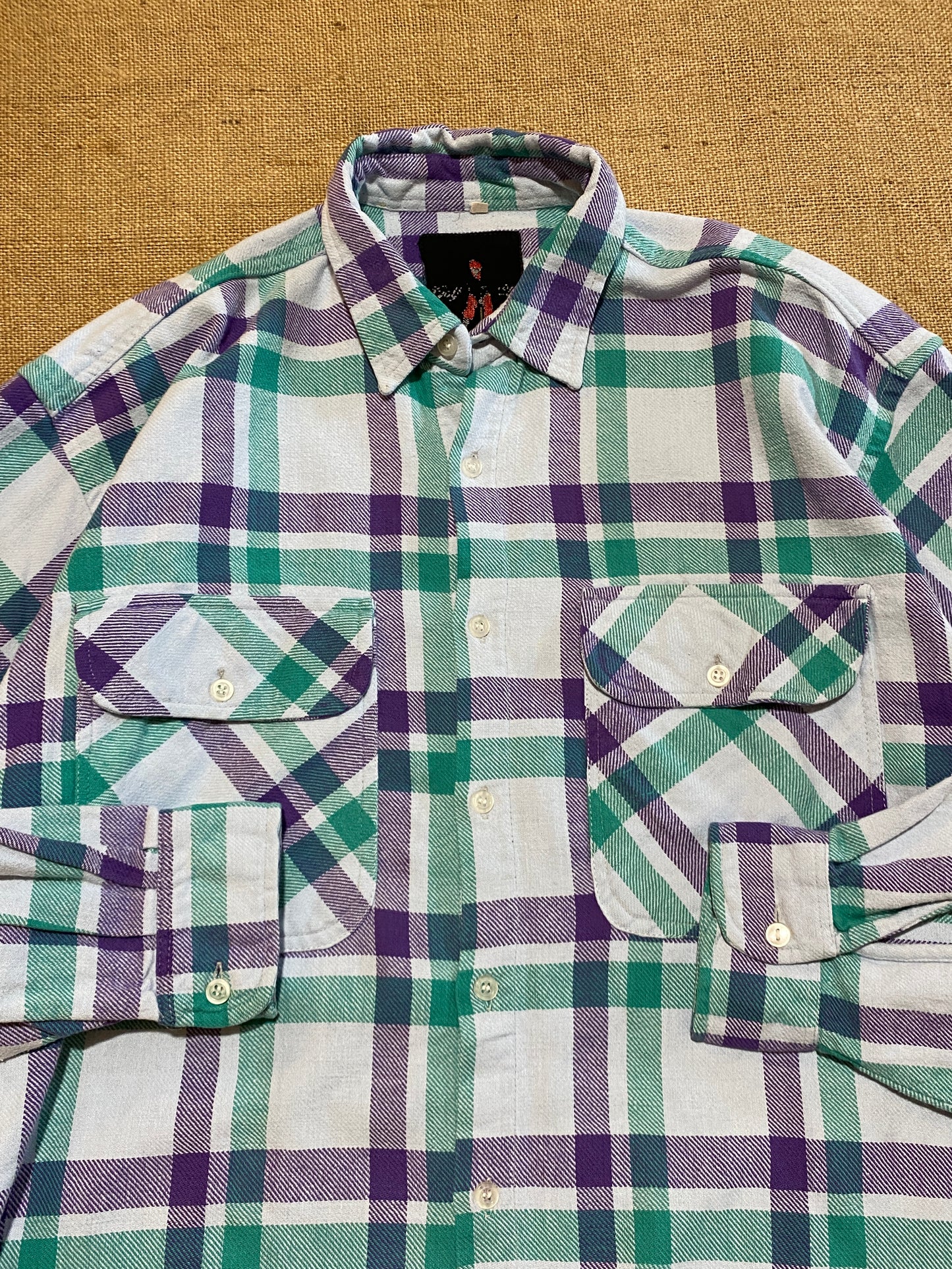 Vintage purple and green Golf plaid shirt (XL)