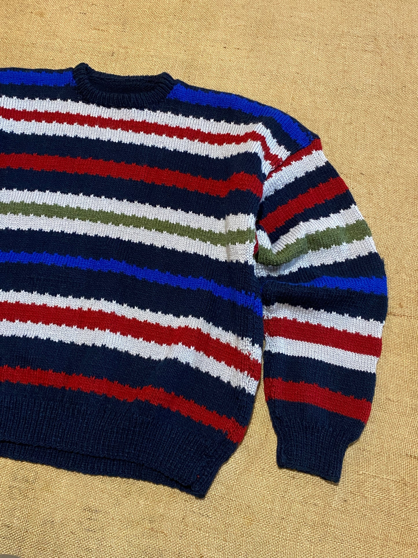 Vintage handmade knitted stripes sweater (M)