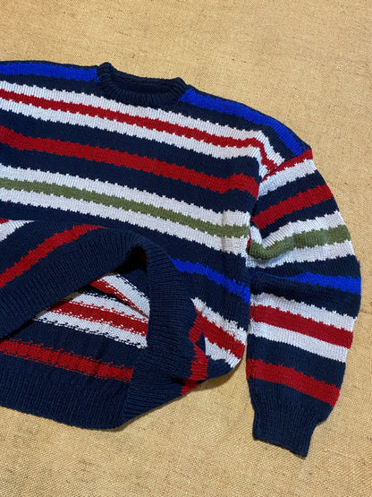 Vintage handmade knitted stripes sweater (M)