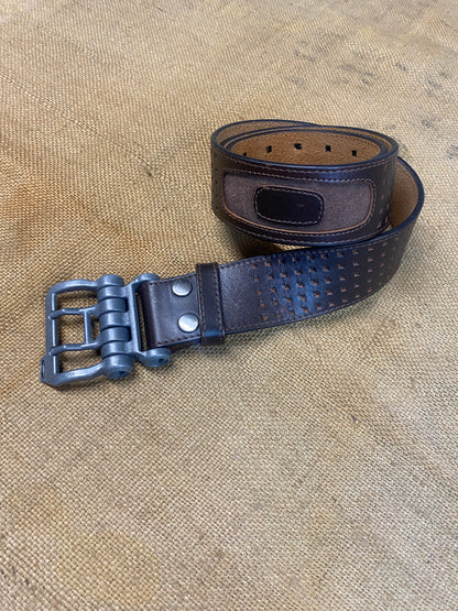 Ceinture lourde Oakley en cuir vintage entièrement marron