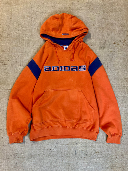 vintage Adidas coton épais sweat à capuche orange (M)