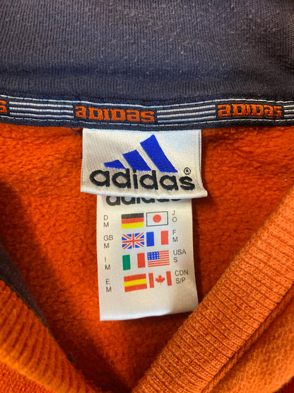 vintage Adidas coton épais sweat à capuche orange (M)