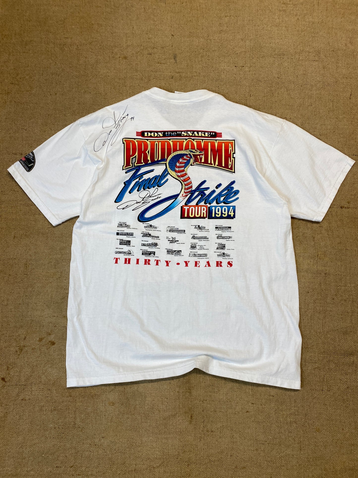 Rare autographed Don the Snake Prudhomme 1990s t shirt dragsters auto racing (XL)