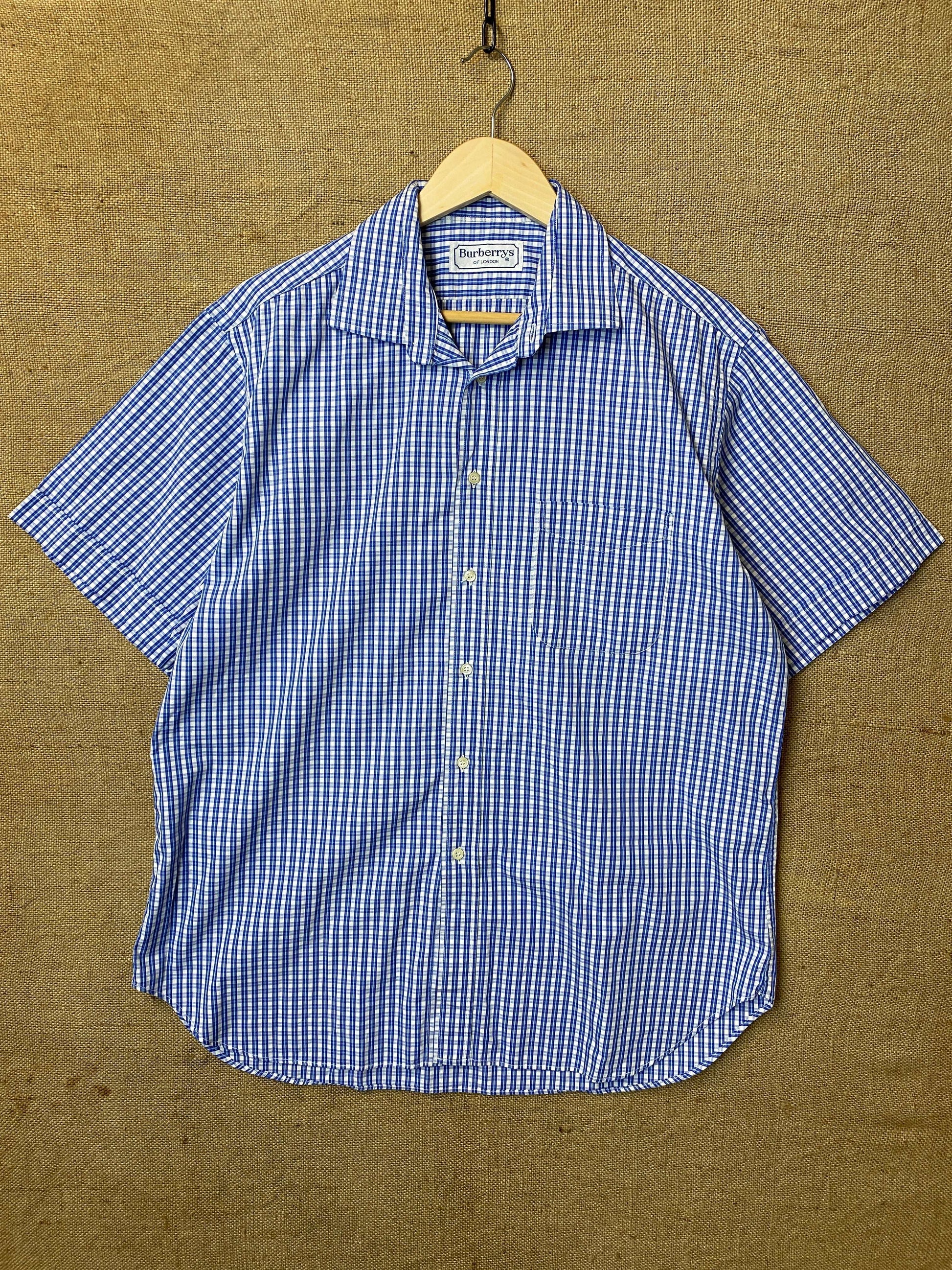 Burberrys white & blue checked shirt (L)