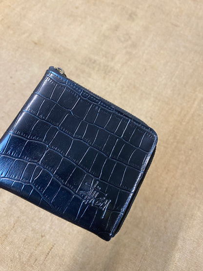 Stüssy black faux crocodile leather wallet