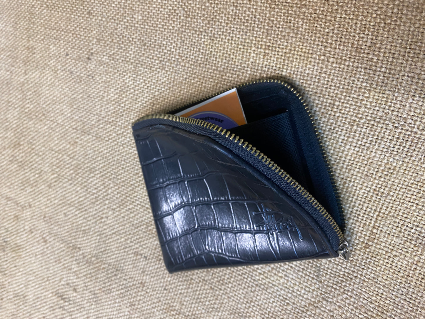 Stüssy black faux crocodile leather wallet