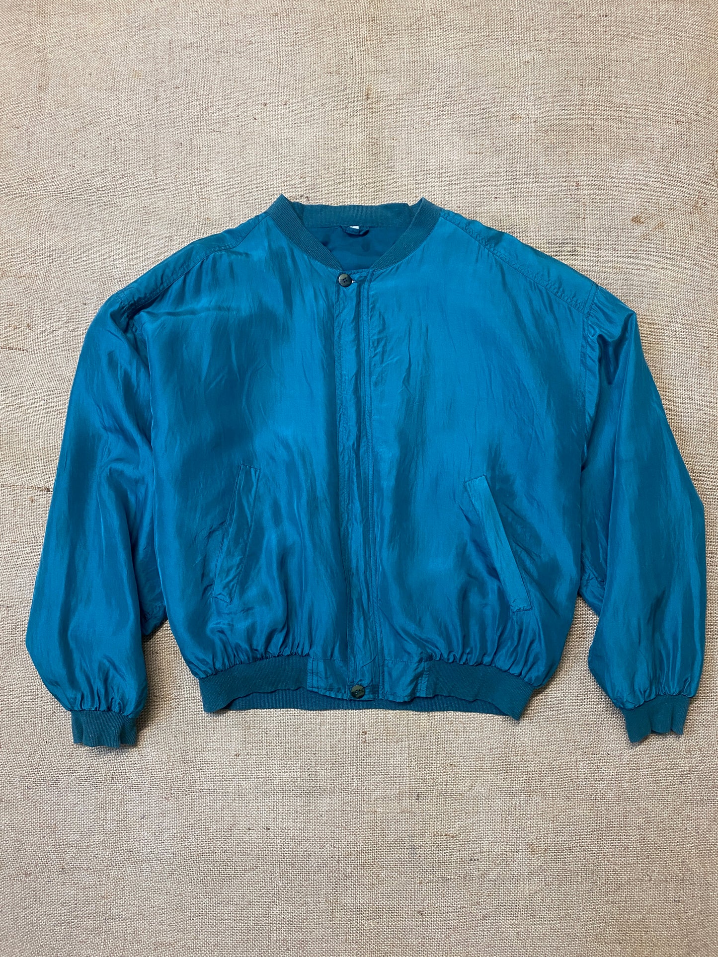 Vintage forest green Silk bomber (M)