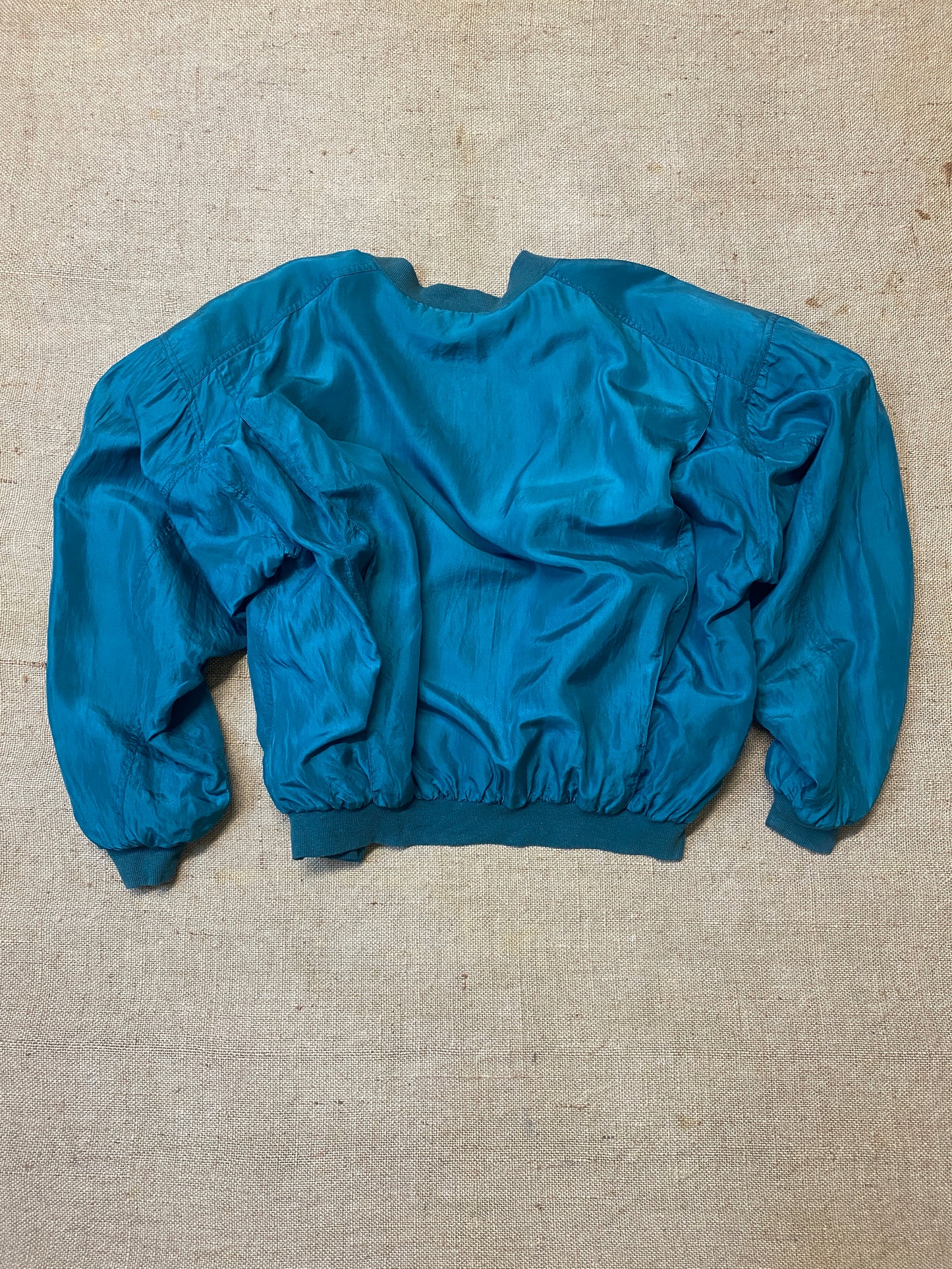 Vintage forest green Silk bomber (M)