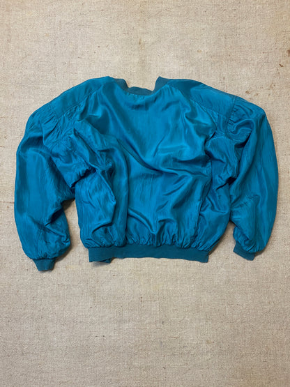 Vintage forest green Silk bomber (M)